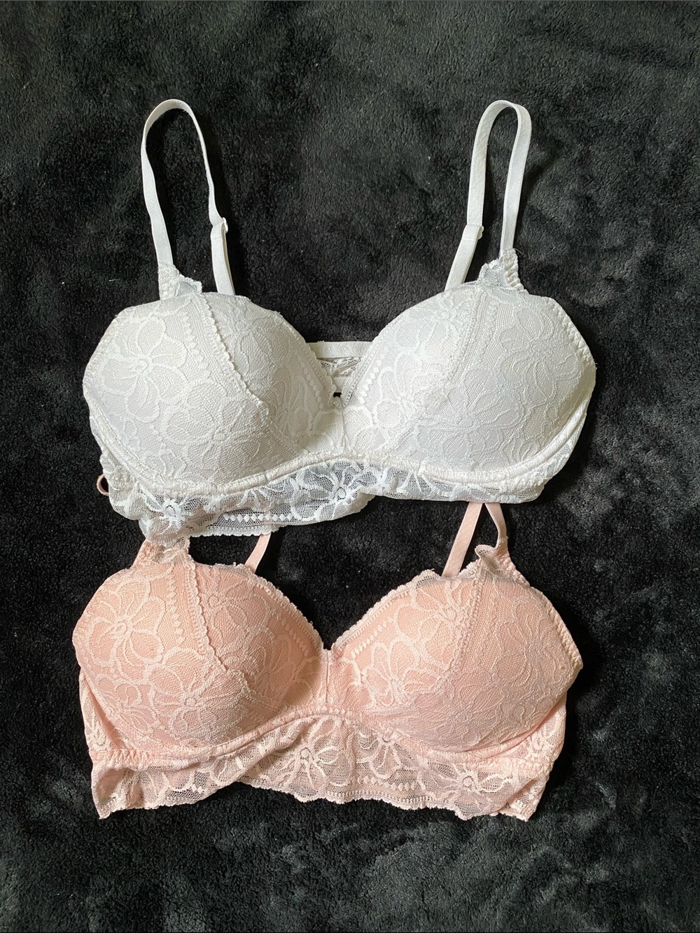 PINK Victoria's Secret Lace Demi Bras - White & Blush
